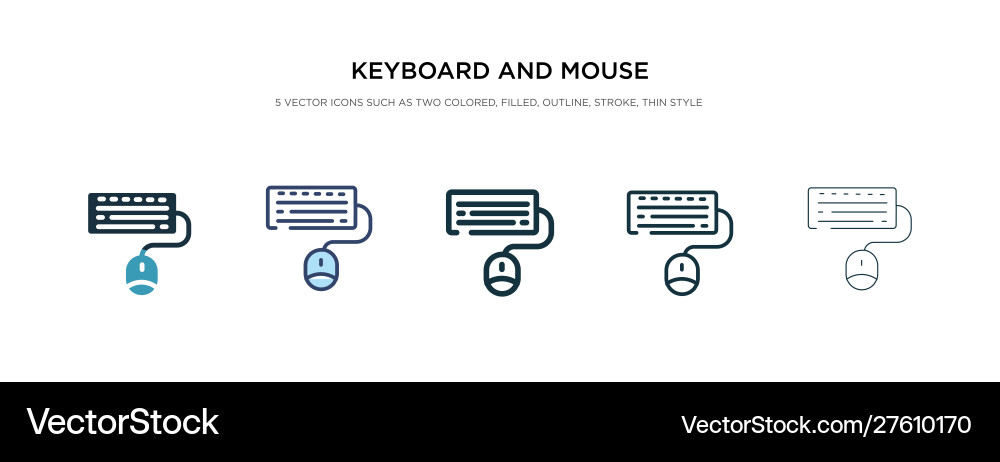 Keyboard and mouse icon in different style two Keyboard and mouse icon in different style two vector image