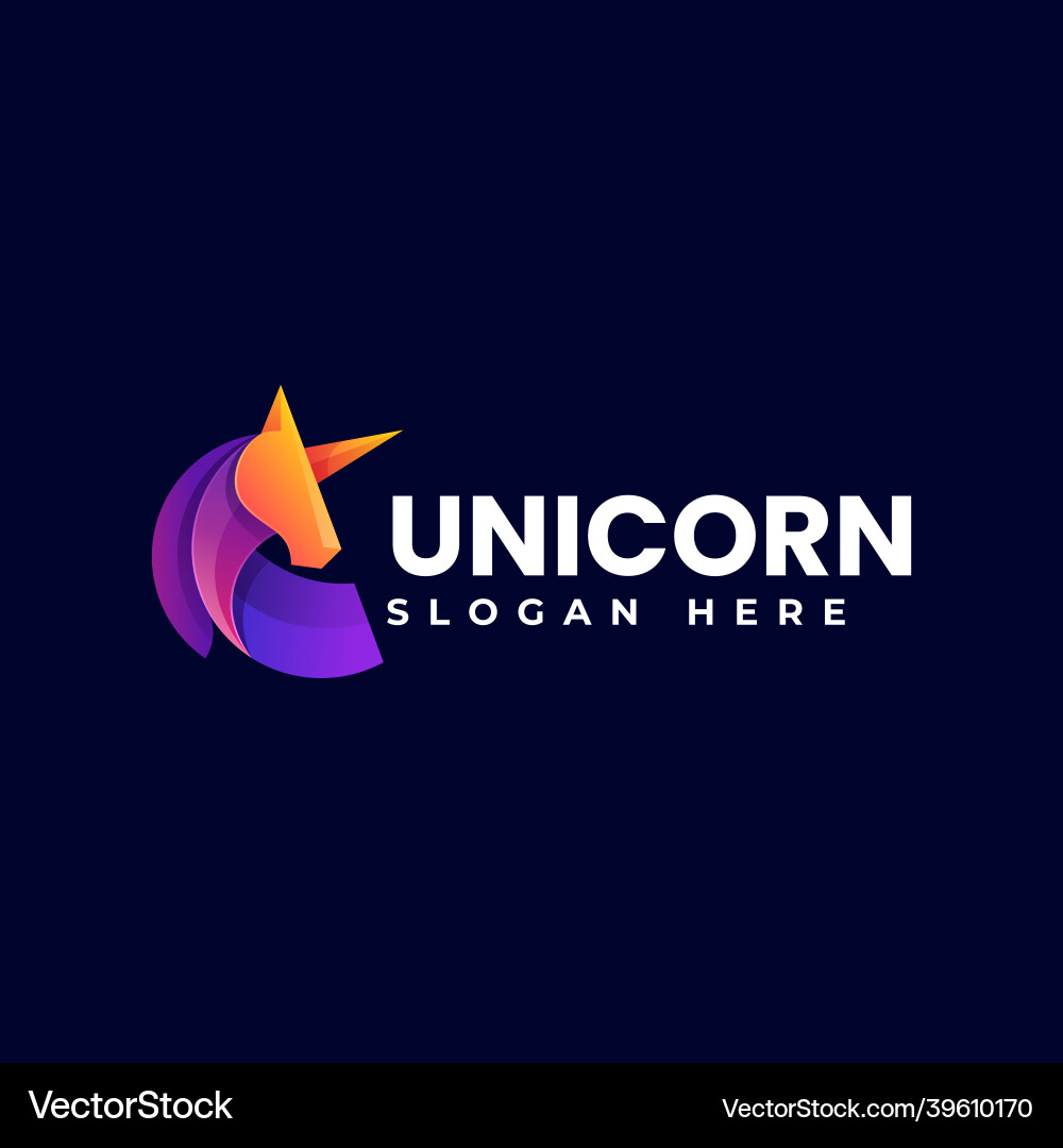 Logo Einhorn Gradienten bunten Stil Logo Einhorn Gradienten bunten Stil vektorbild