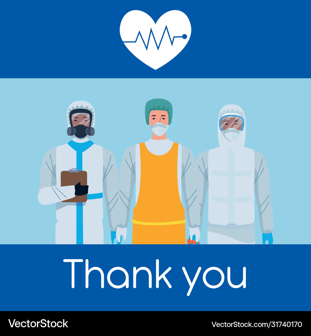Medical staff workers thank you message Royalty Free Vector