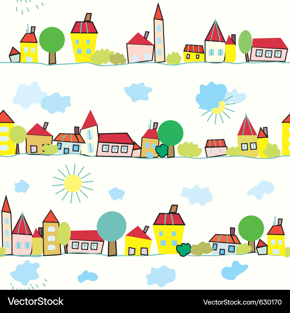 Quaint Village Landscape Vector Image