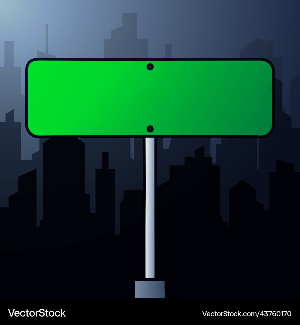 Rectangular green road sign on a background Vector Image