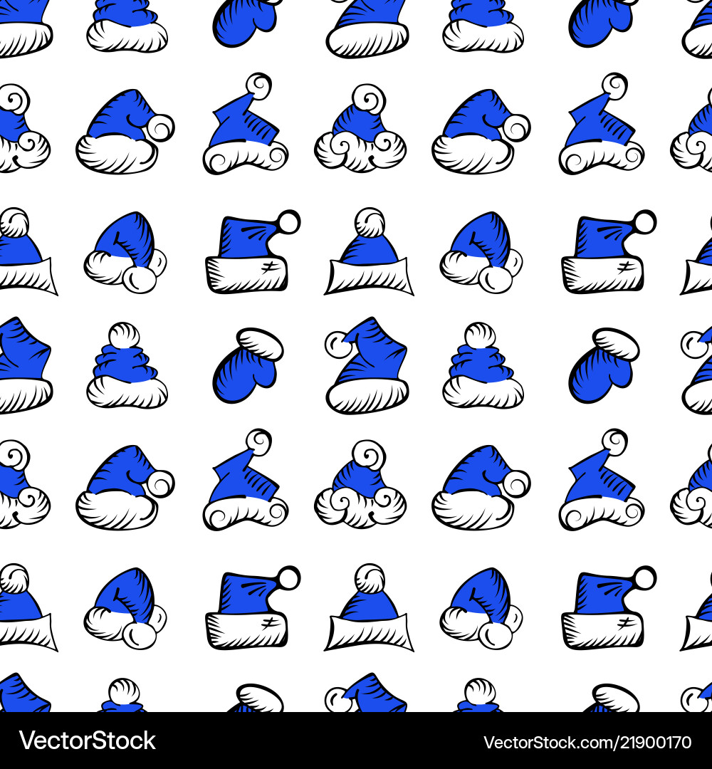 Santa claus hats christmas seamless pattern Santa claus hats christmas seamless pattern vector image
