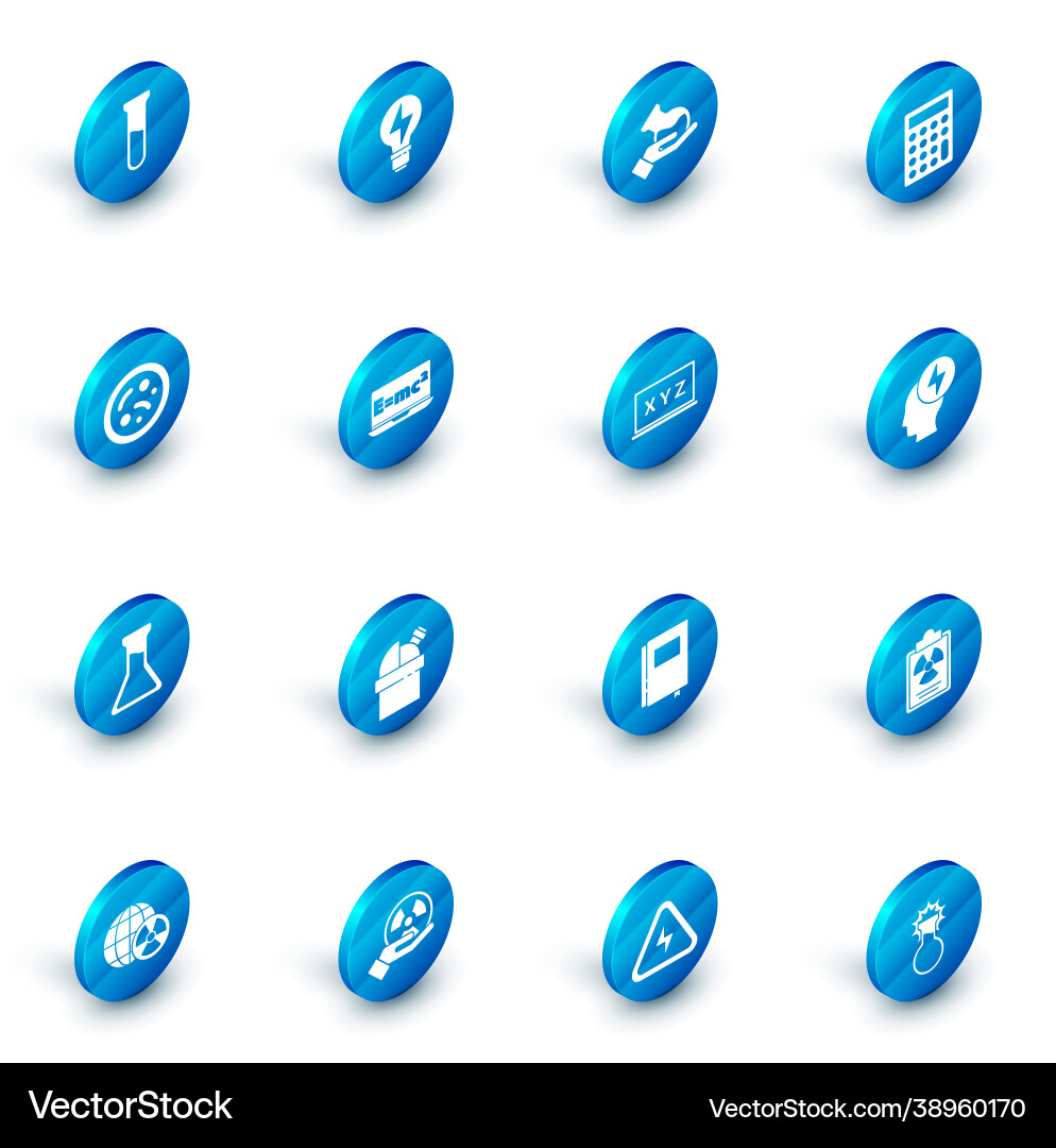 Set light bulb with lightning test tube and flask Set light bulb with lightning test tube and flask vector image
