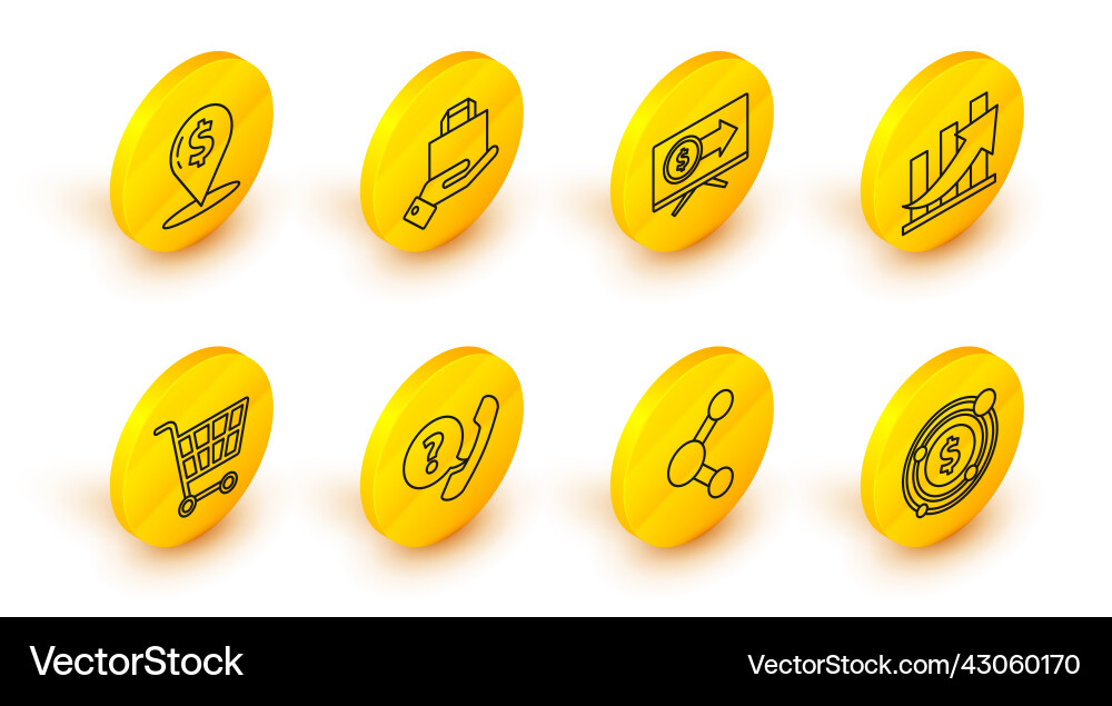 Set line target with dollar symbol share vector image