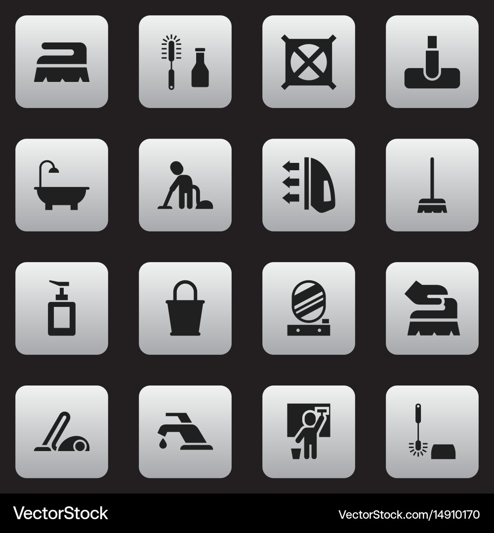 Set of 16 editable cleanup icons includes symbols vector image