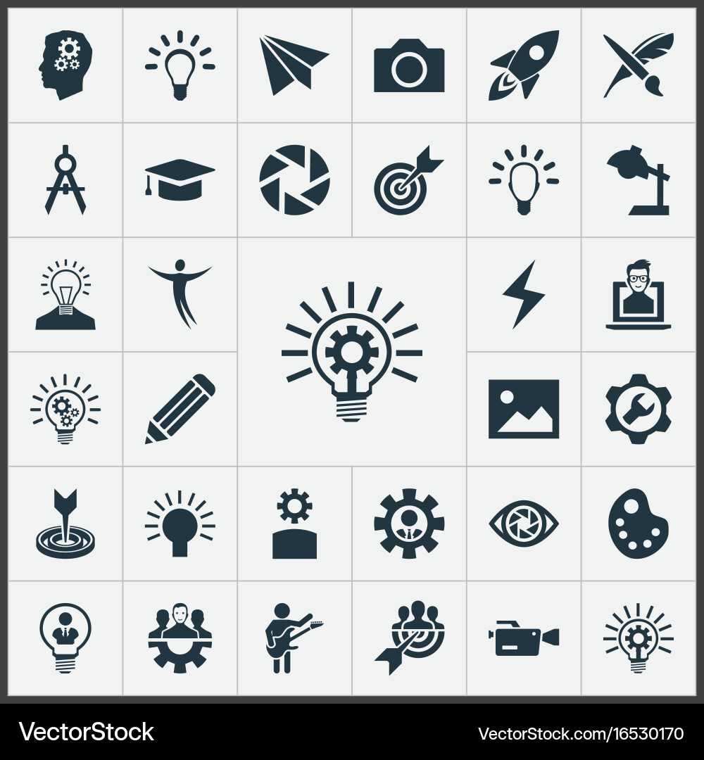 Set of simple visual art icons vector image