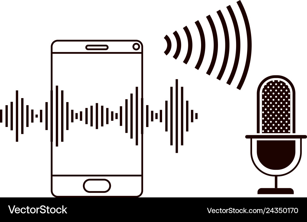 Smartphone mit Sprachassistent-Symbol Smartphone mit Sprachassistent-Symbol vektorbild