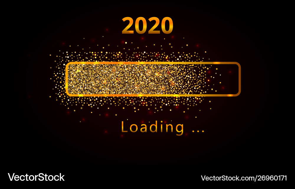 2020 new year with bright shiny loading progress 2020 new year with bright shiny loading progress vector image