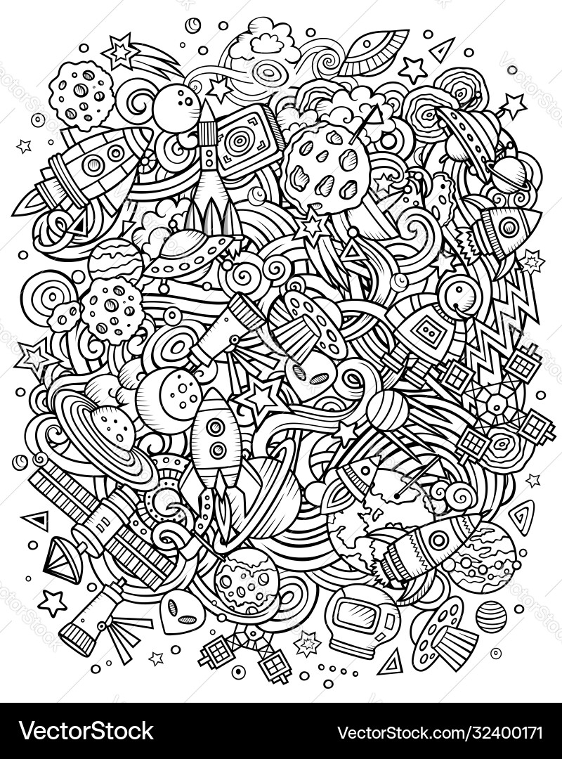 Cartoon doodles space sketchy fun Cartoon doodles space sketchy fun vector image