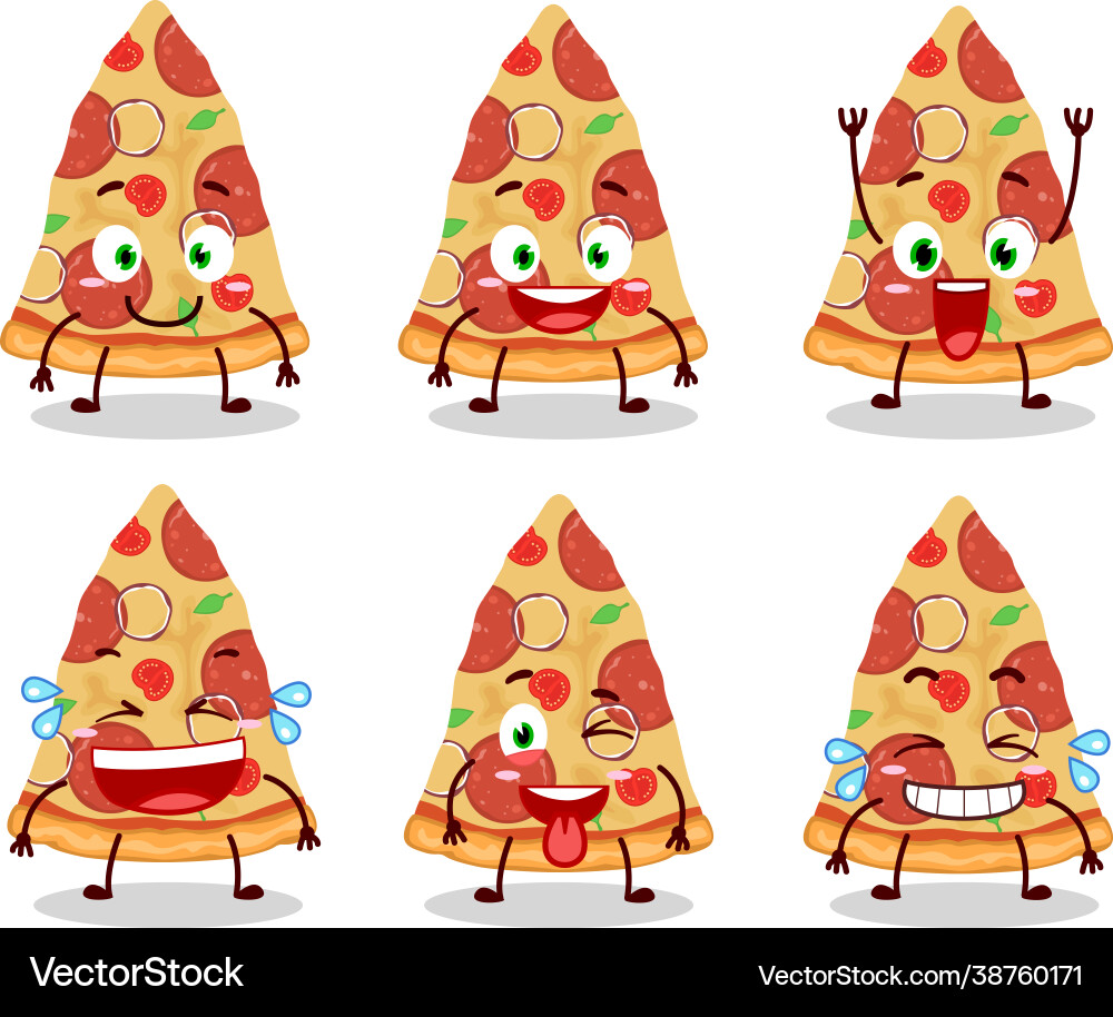 Character slice beef pizza with smile expression Vector Image