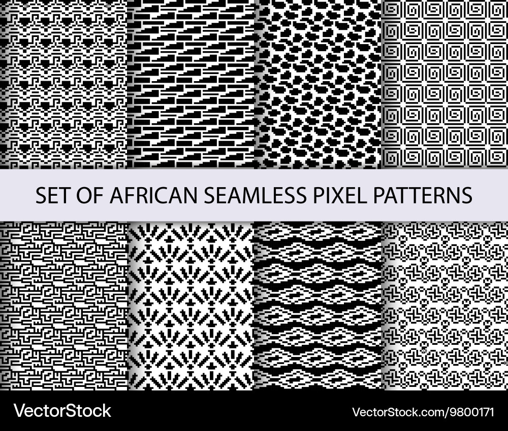 Collection of pixel seamless patterns vector image