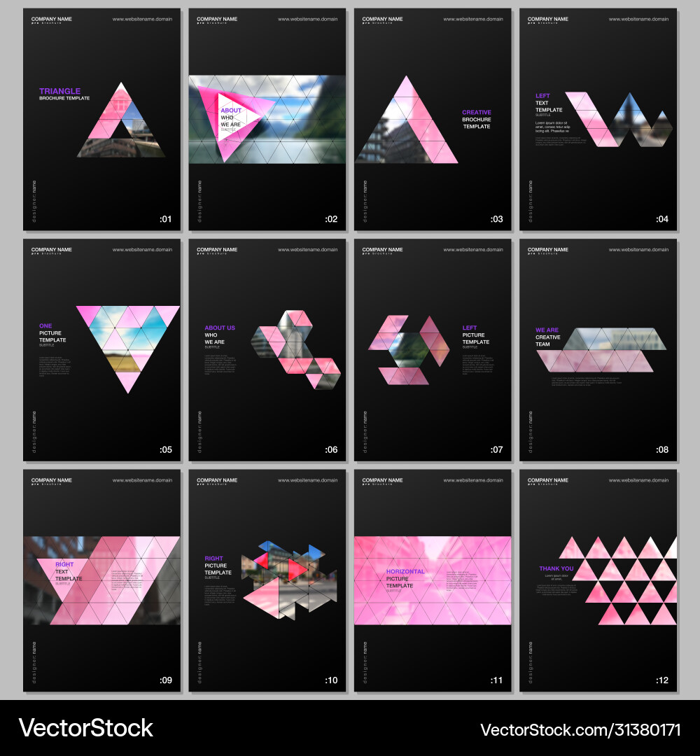 Creative brochure templates with triangular design Creative brochure templates with triangular design Vector Image