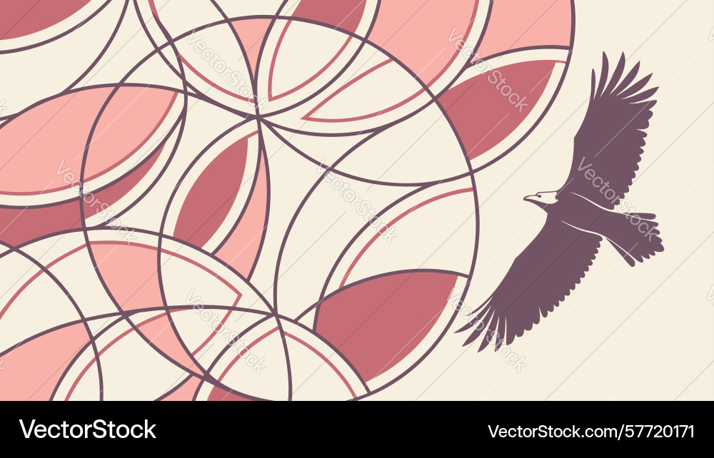 Dynamic eagle flight with abstract circle Vector Image