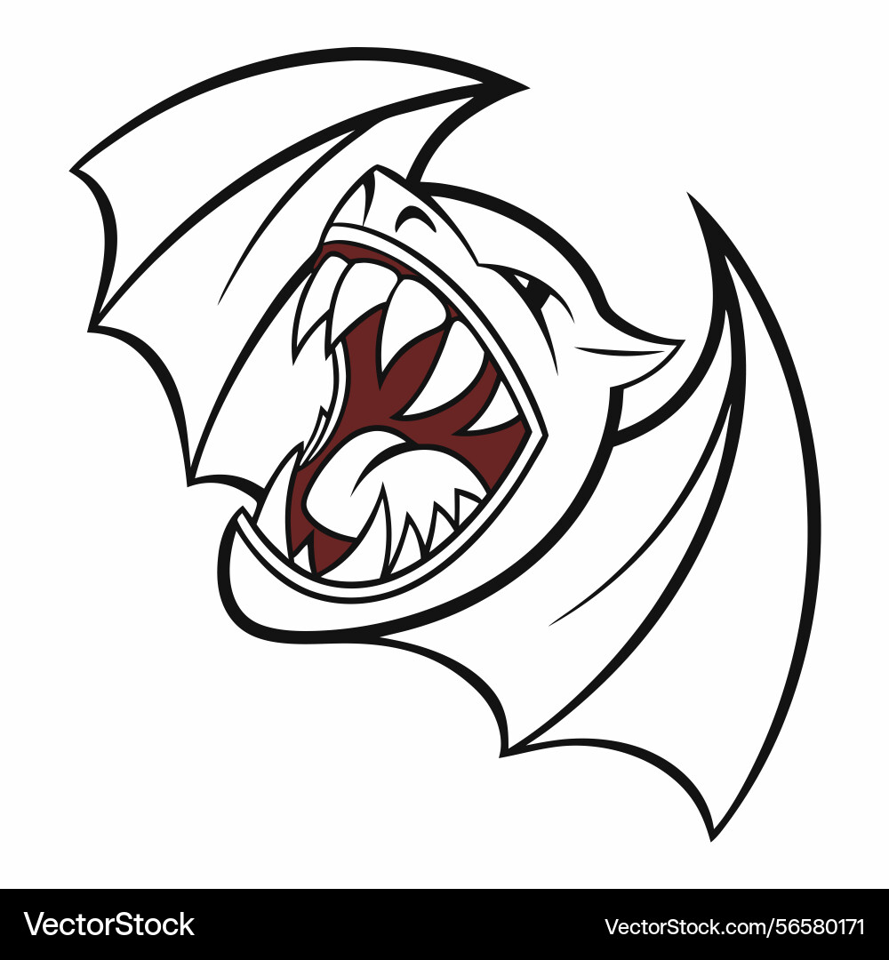 Fierce bat with sharp fangs and menacing vector image