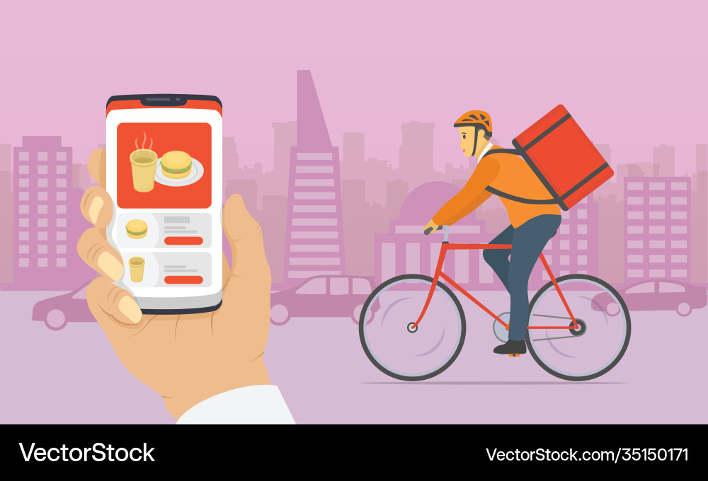 Files document delivery courier with smartphone Vector Image