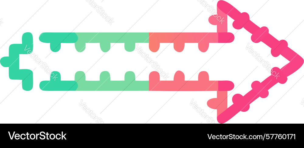 Gradient pixel arrow for colorful digital vector image