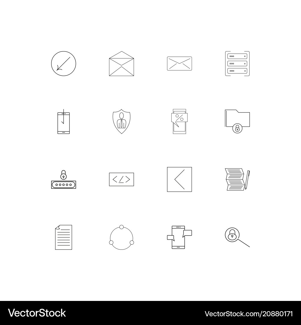 Internet technologies linear thin icons set vector image