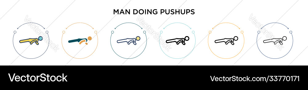 Man doing pushups icon in filled thin line vector image