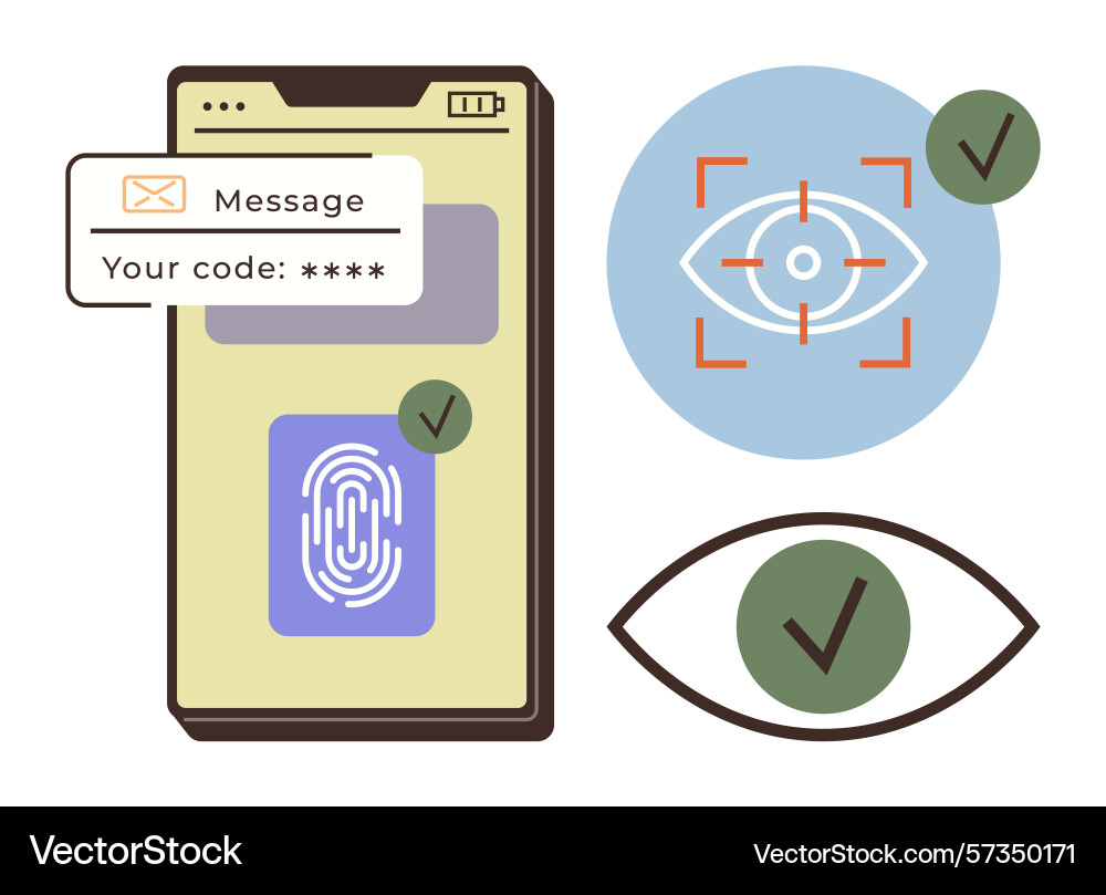 Multifactor authentication with fingerprint eye Multifactor authentication with fingerprint eye Vector Image