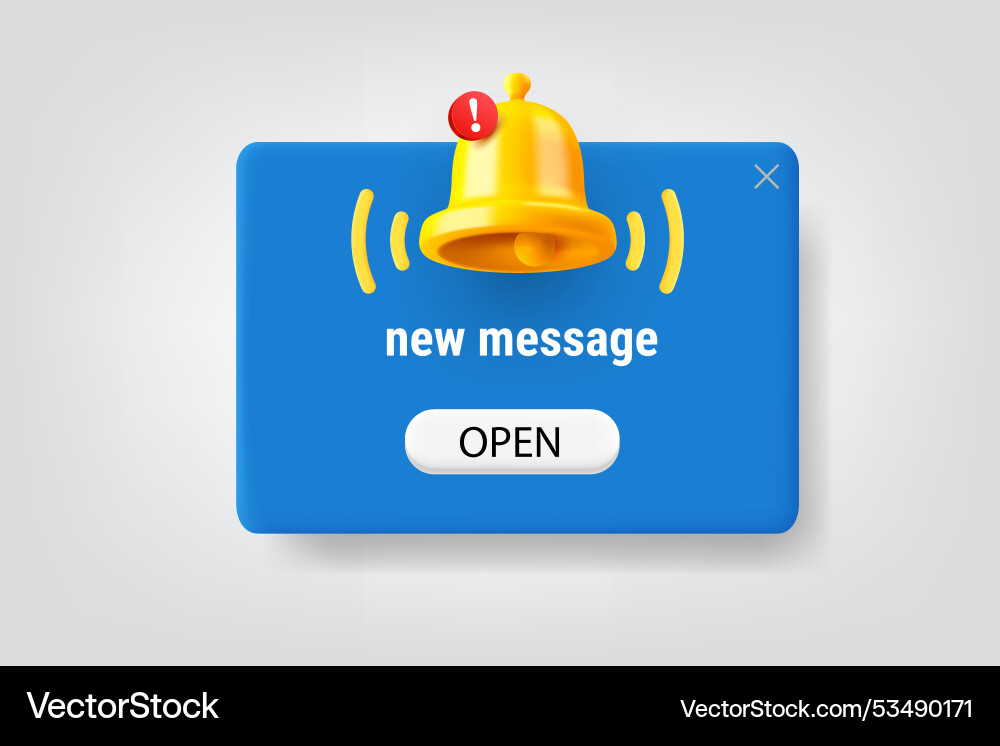 New message concept with the bell 3d copy Vector Image