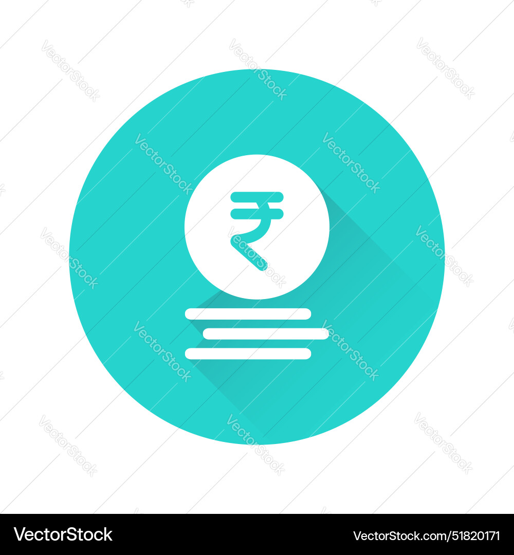 Rupee coin stack circular shadow icon vector image
