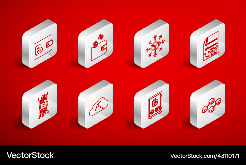 Set line blockchain technology cryptocurrency Set line blockchain technology cryptocurrency Vector Image