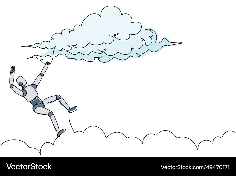 Single continuous line drawing unlucky robot Single continuous line drawing unlucky robot vector image