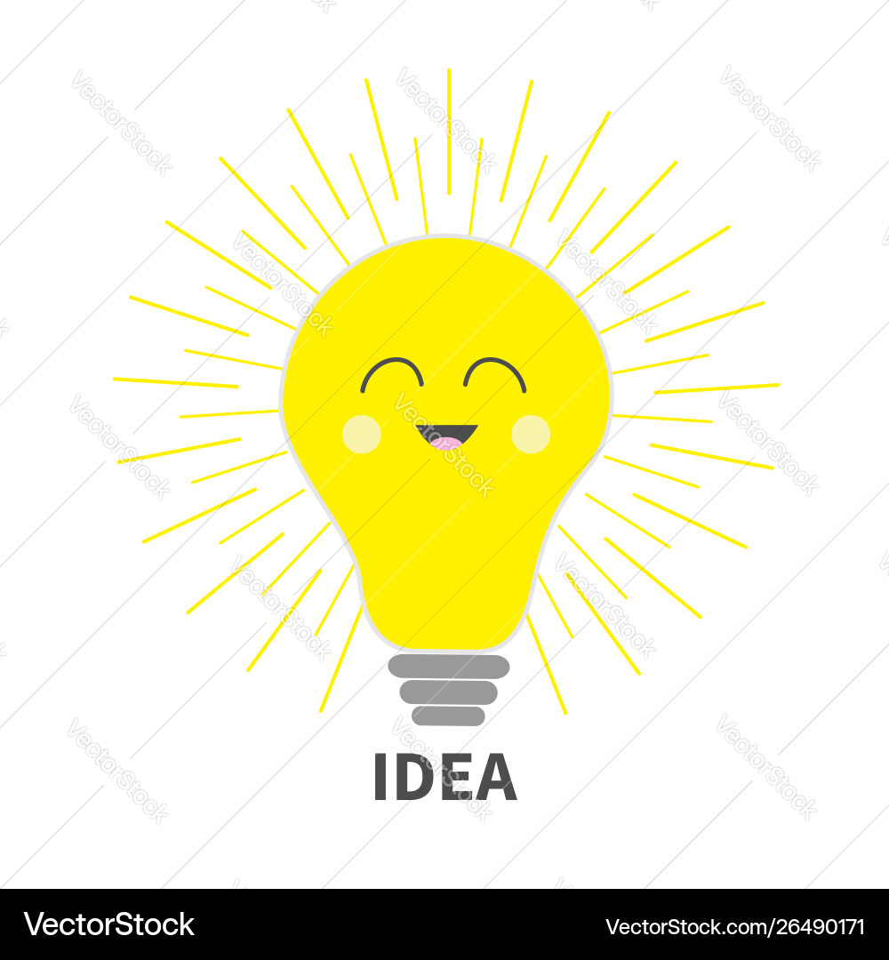 Smiling Light Bulb Icon - Idea Spark vector image