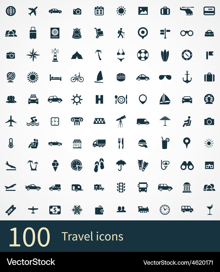 Travel Icon Set - 100 Icons vector image