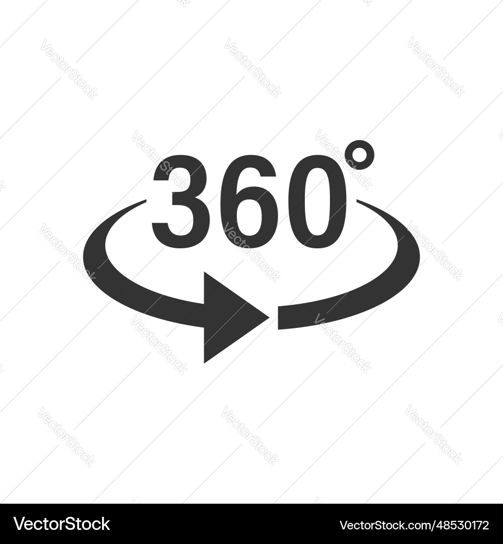 360 degrees icon in flat style rotate symbol 360 degrees icon in flat style rotate symbol vector image