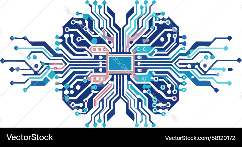 AI Neural Network Brain Circuit Vector Image
