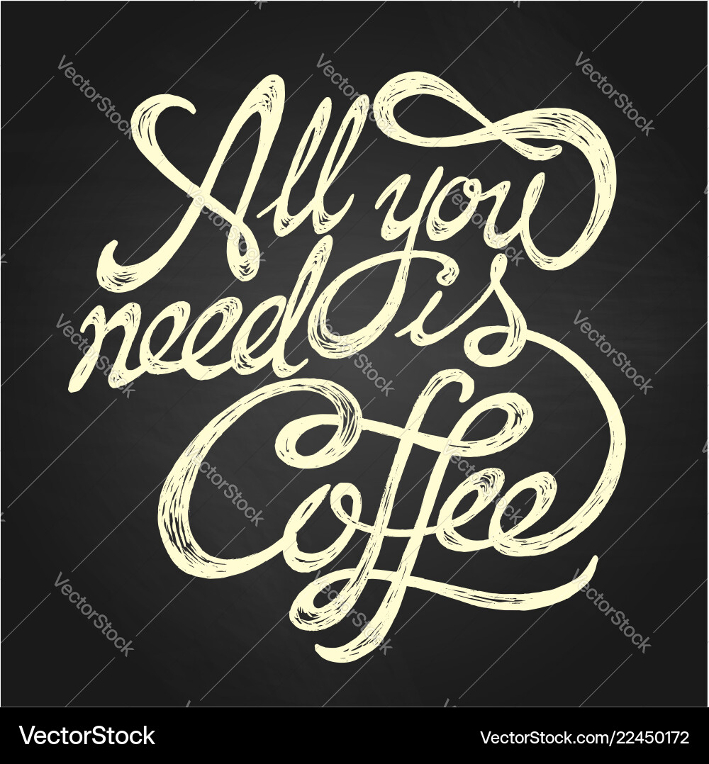 All you need is coffee - hand drawn quote white All you need is coffee - hand drawn quote white vector image