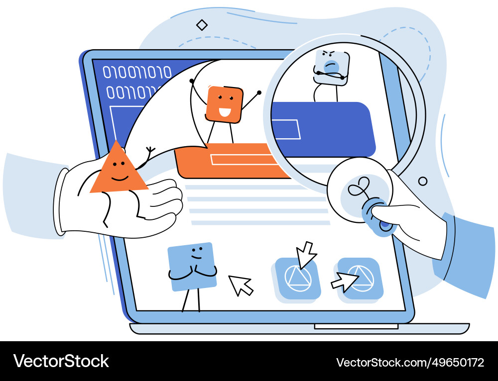 Application testing metaphor app test Application testing metaphor app test Vector Image