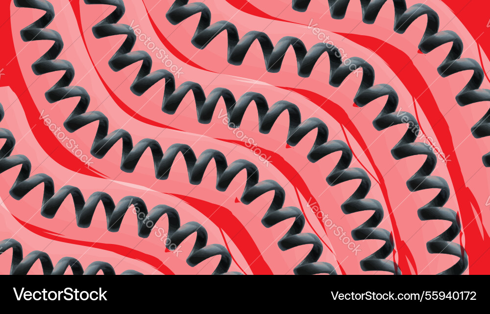 Artistic twisted wire pattern on red waves vector image