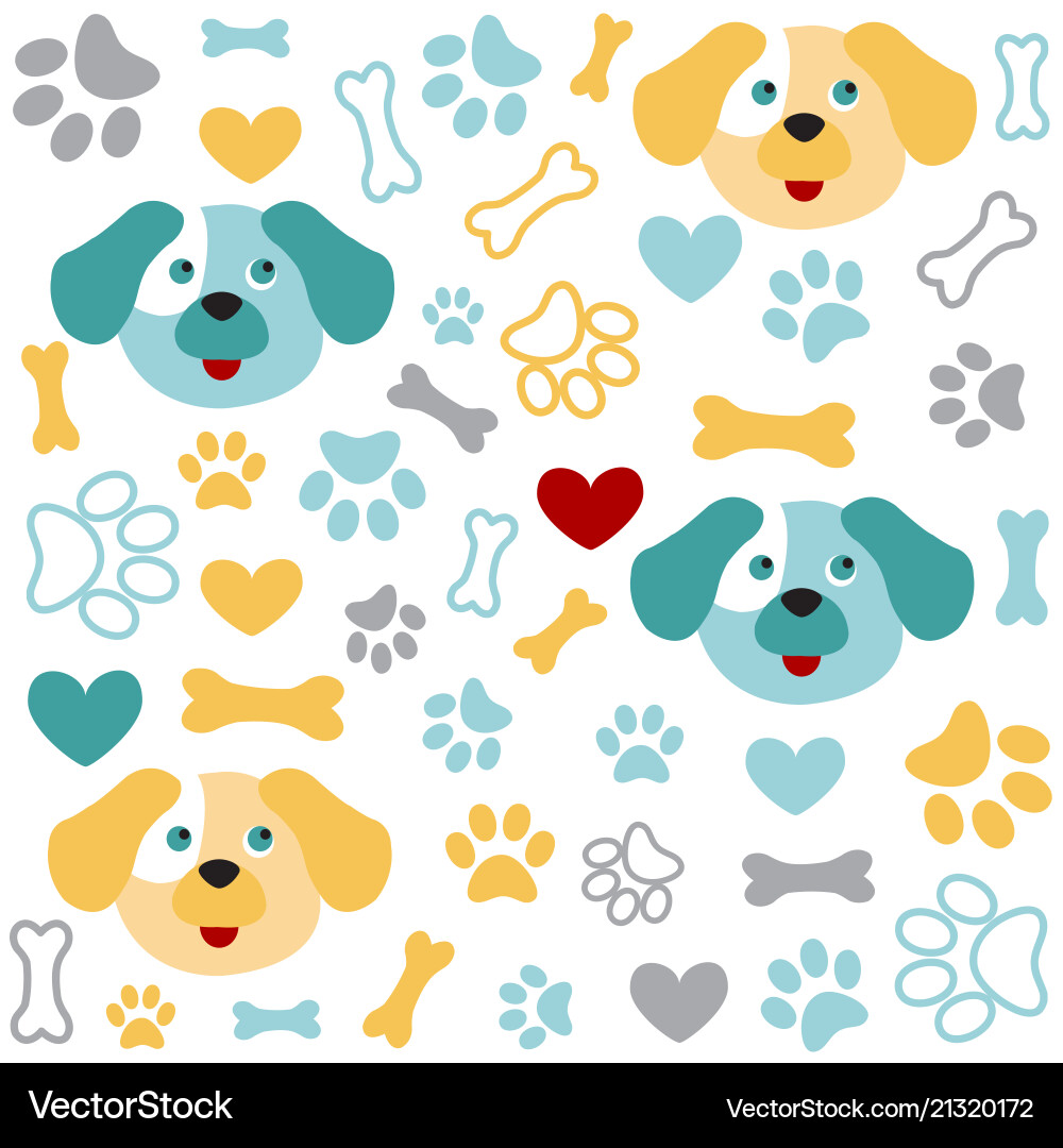 Background with dog paw print and bone Background with dog paw print and bone vector image
