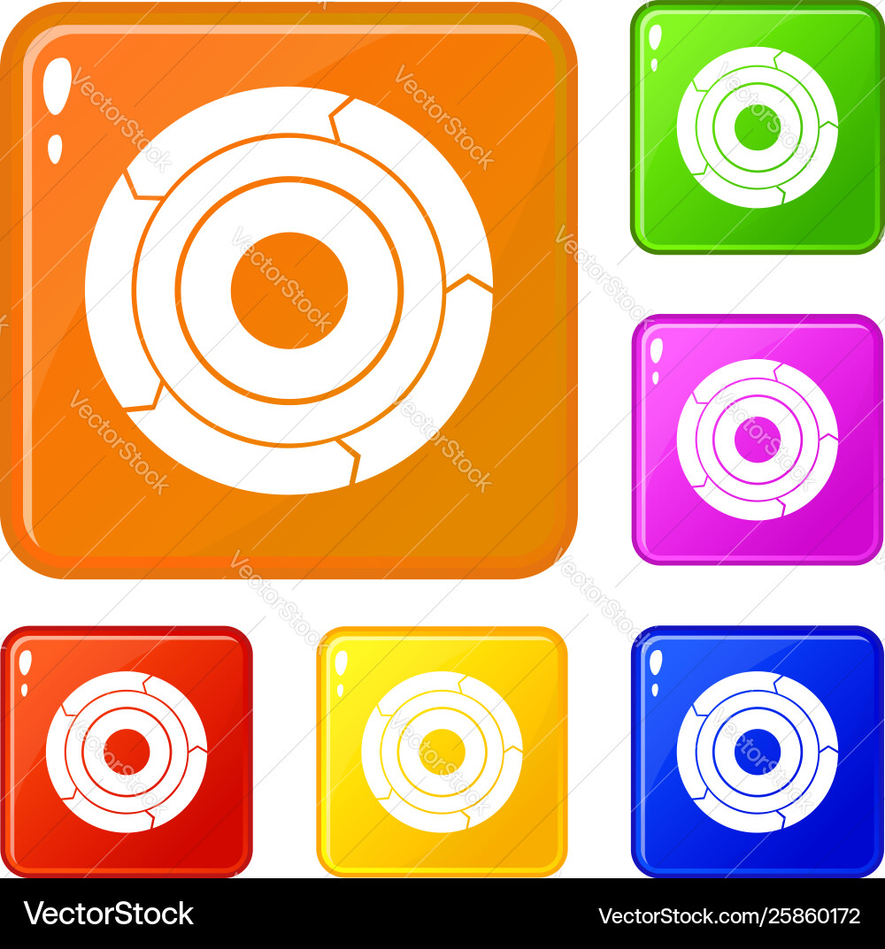 Chart pie with arrows icons set color Chart pie with arrows icons set color vector image