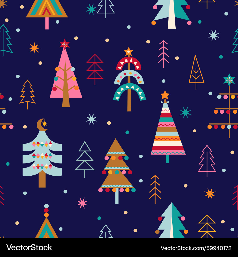 Christmas seamless pattern with trees Christmas seamless pattern with trees Vector Image