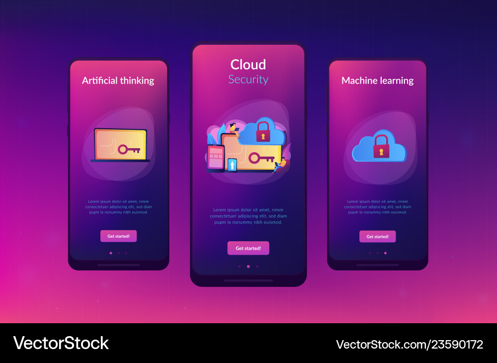 Cloud computing security app interface template Cloud computing security app interface template vector image