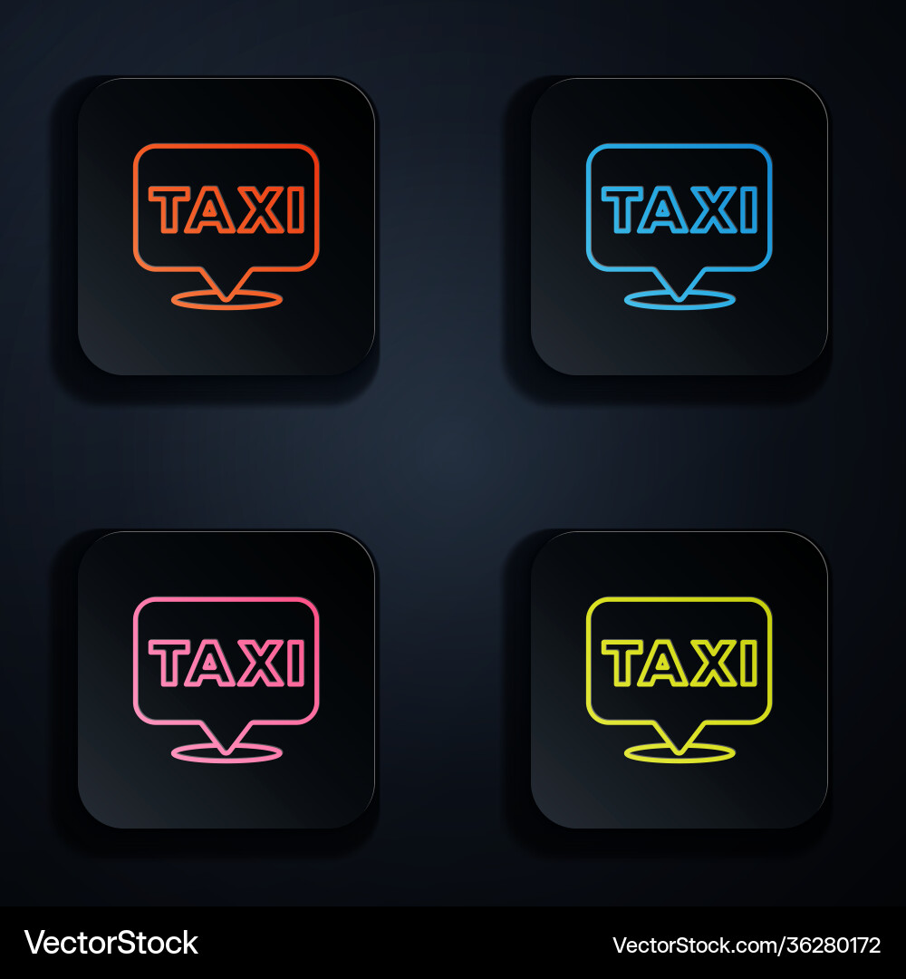 Color neon line map pointer with taxi icon Color neon line map pointer with taxi icon vector image