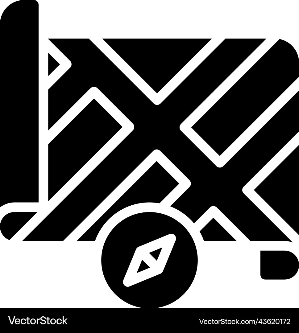 Compass and map icon location navigation Vector Image
