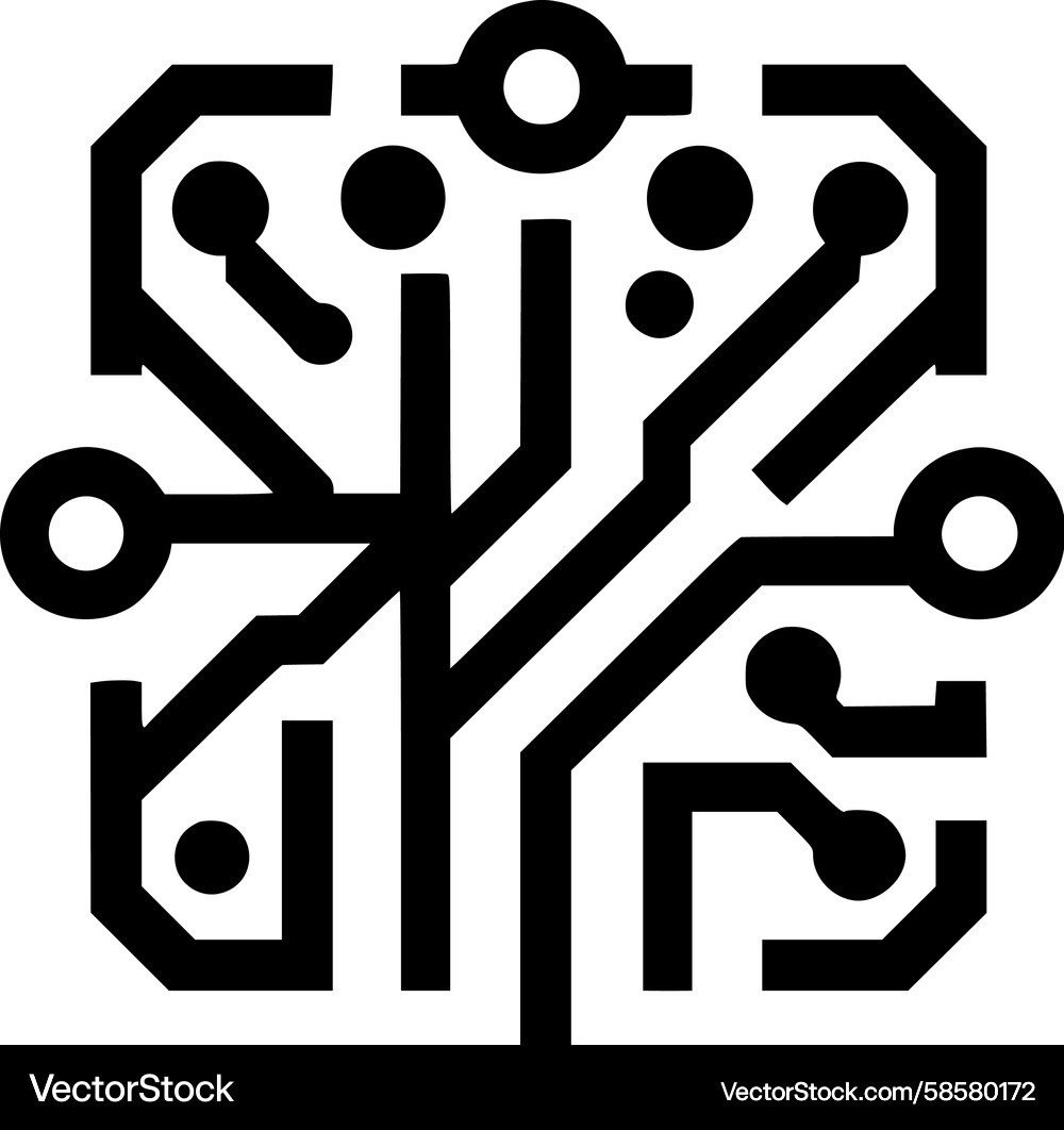 Connected Circuit Tree Network Vector Image