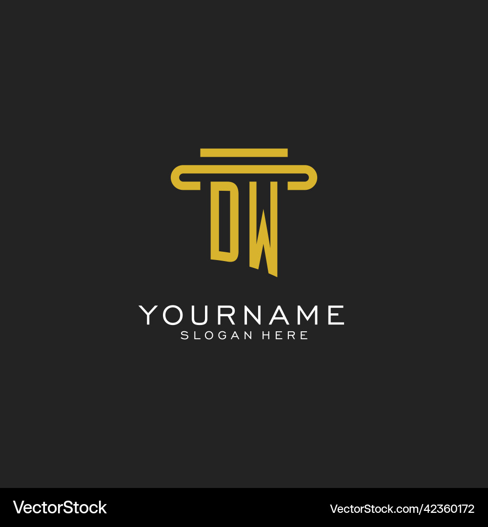 Dw initial logo with simple pillar style design Dw initial logo with simple pillar style design Vector Image