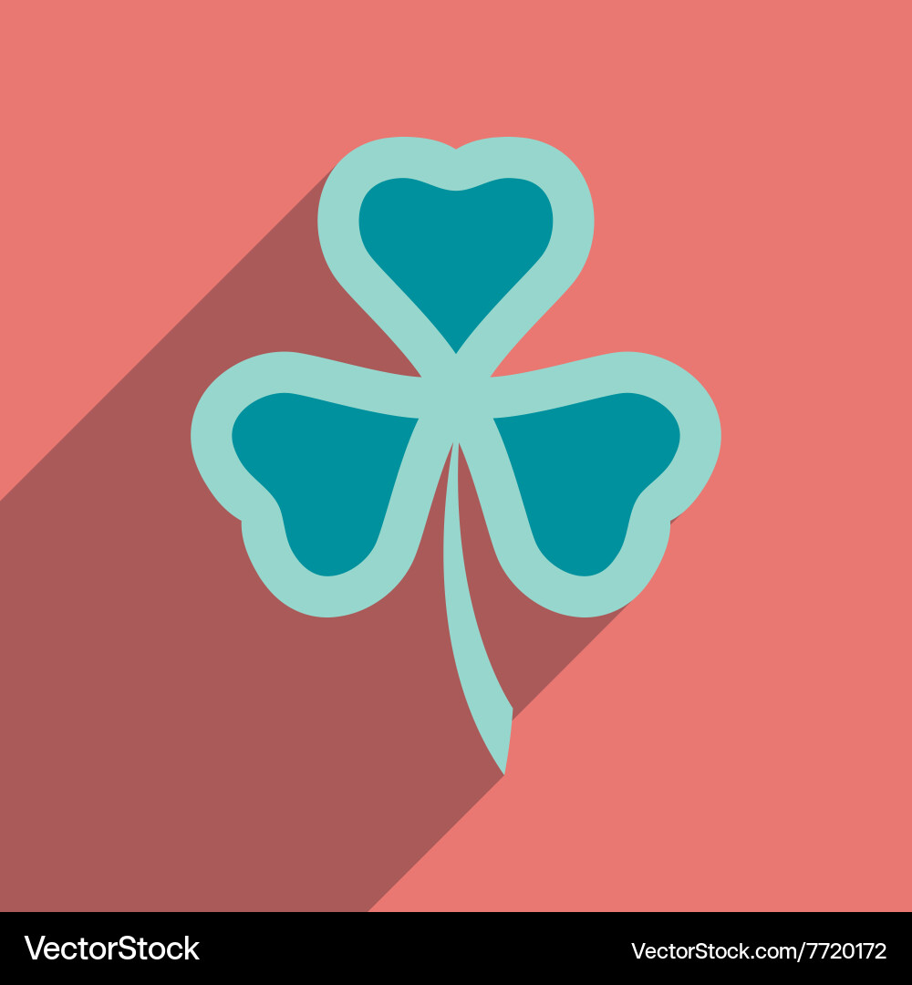 Flat web icon with long shadow clover vector image