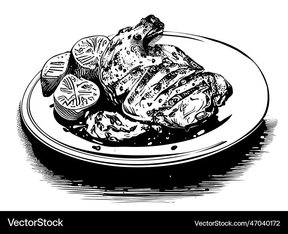 Gegrillte Hähnchenskizze hand in doodle Stil gezeichnet Gegrillte Hähnchenskizze hand in doodle Stil gezeichnet vektorbild
