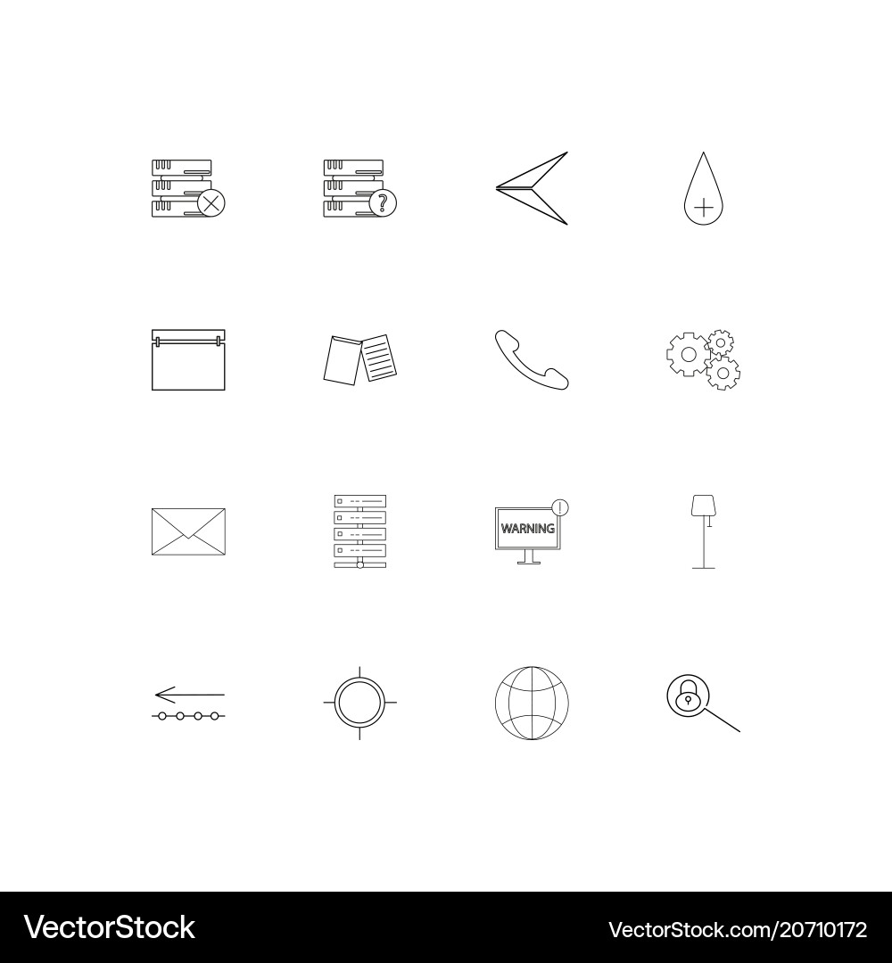 Internet technologies simple linear icons set vector image