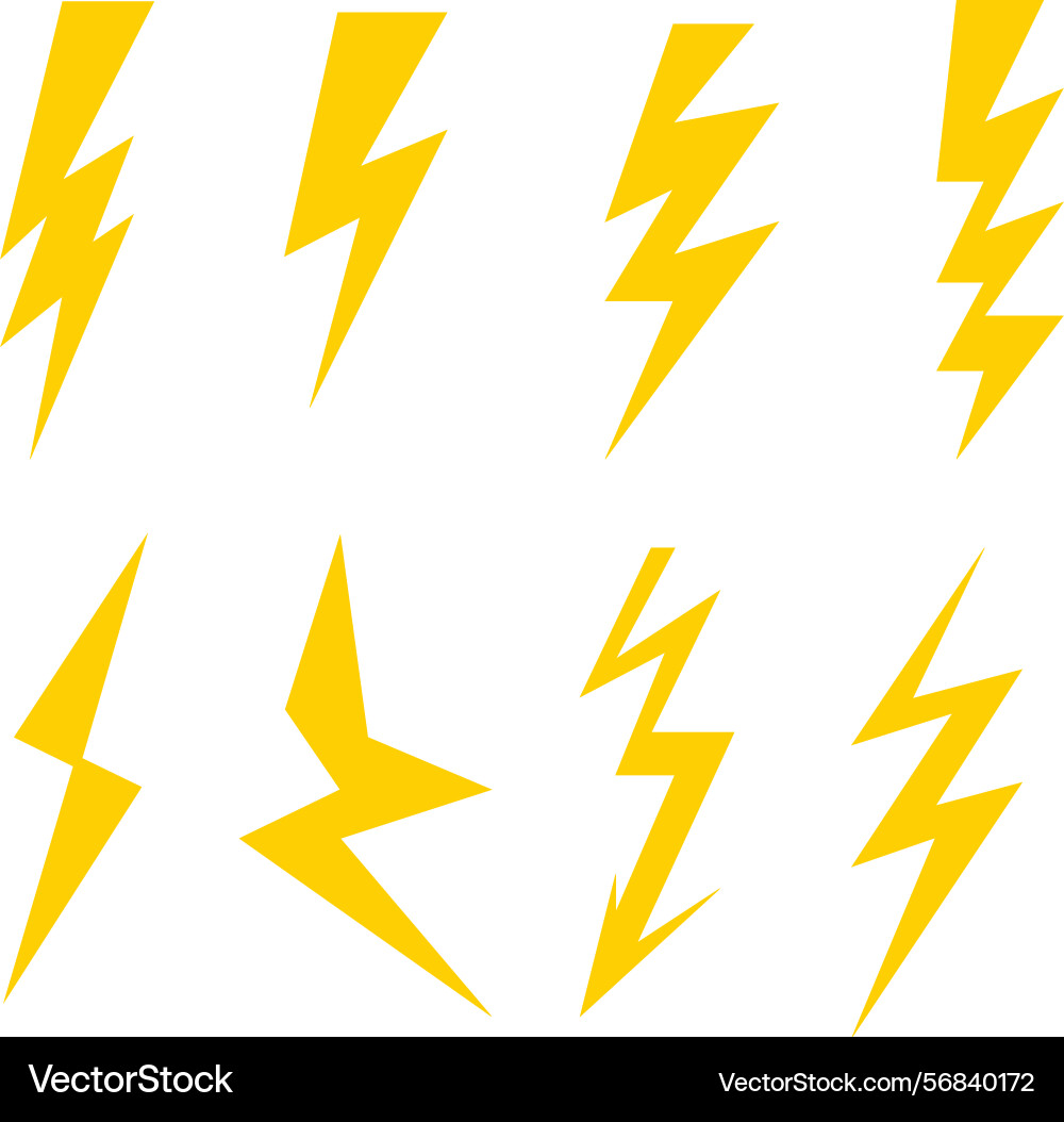 Lightning set of yellow lightningweather elements vector image