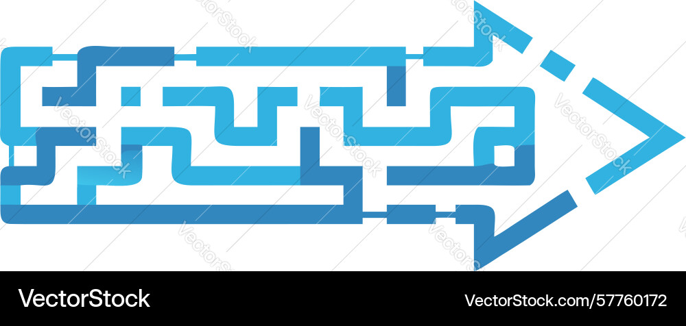 Maze pattern arrow for complex pathfinding design vector image