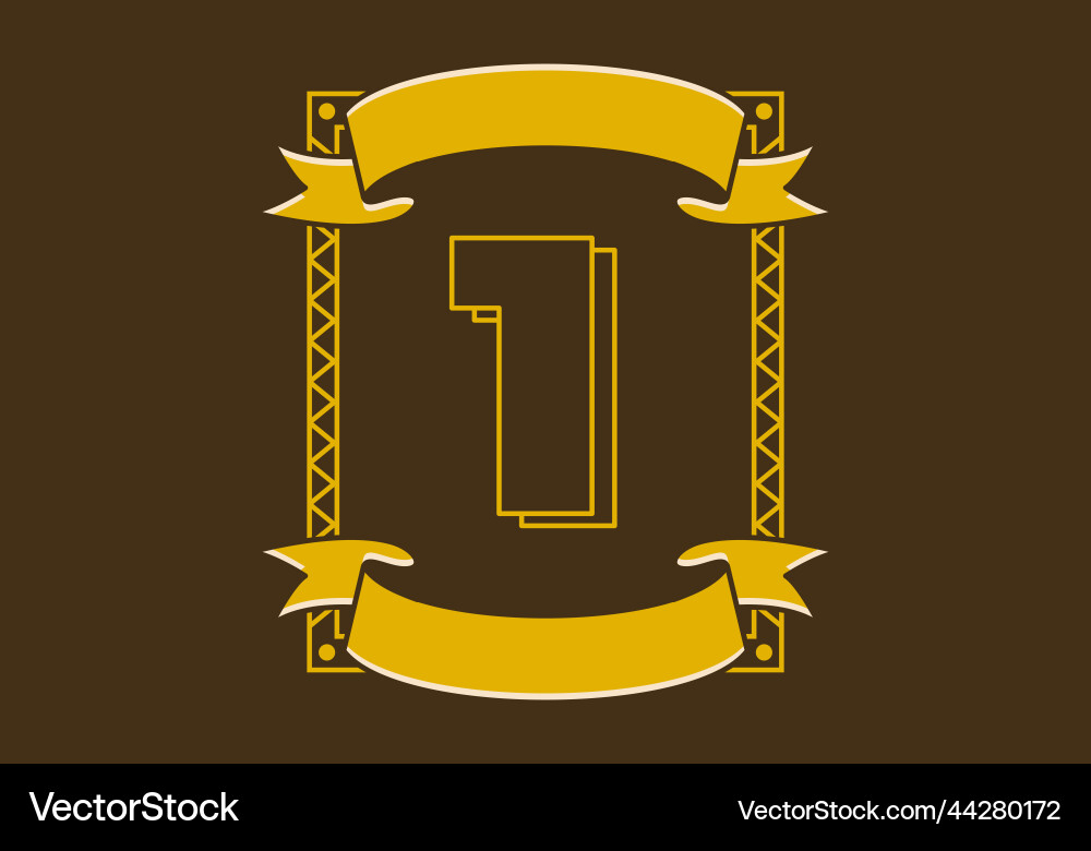 Number 1 in retro frame design Number 1 in retro frame design vector image