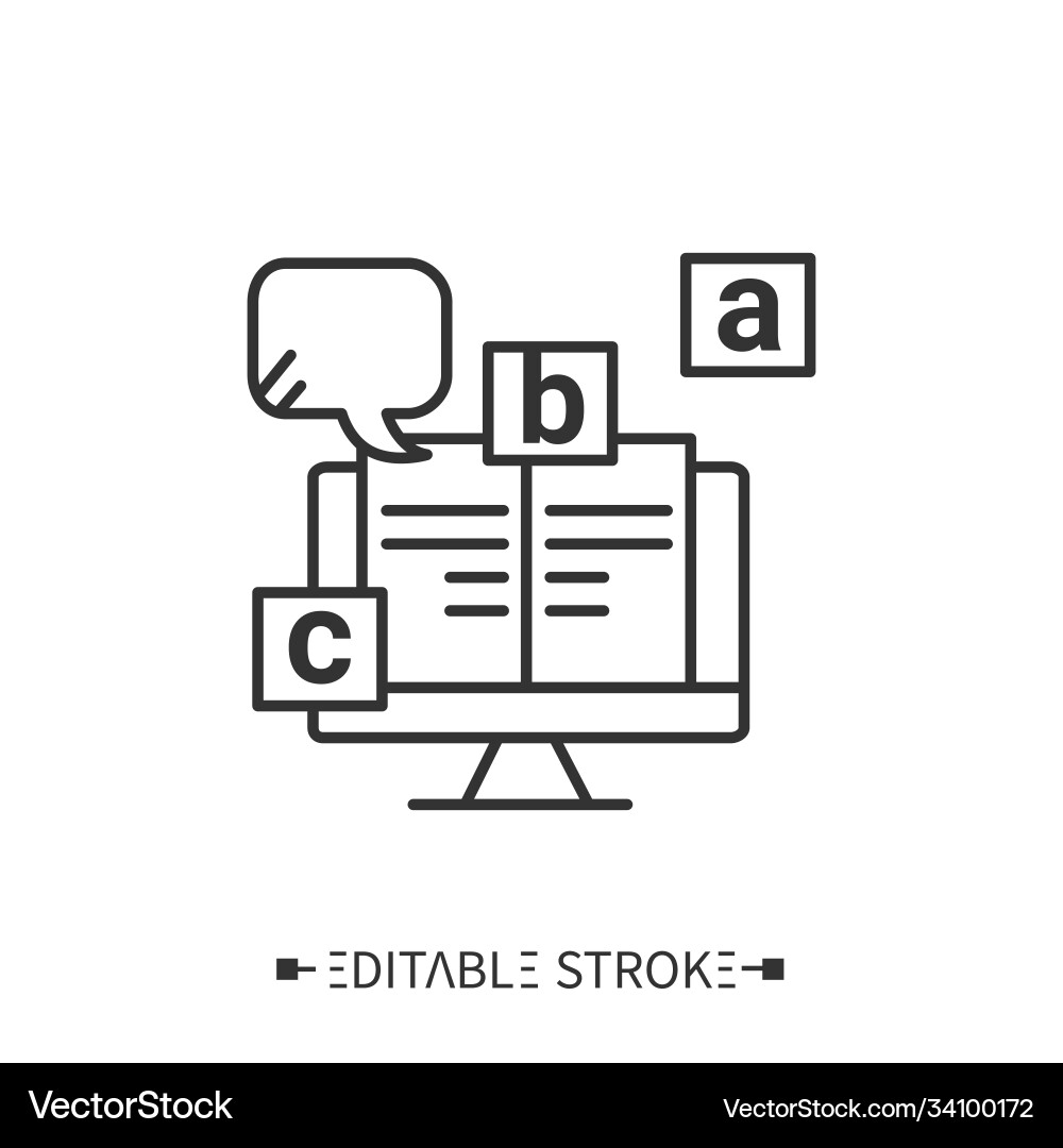 Online language learning line icon editable vector image