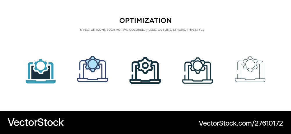 Optimization icon in different style two colored Optimization icon in different style two colored Vector Image